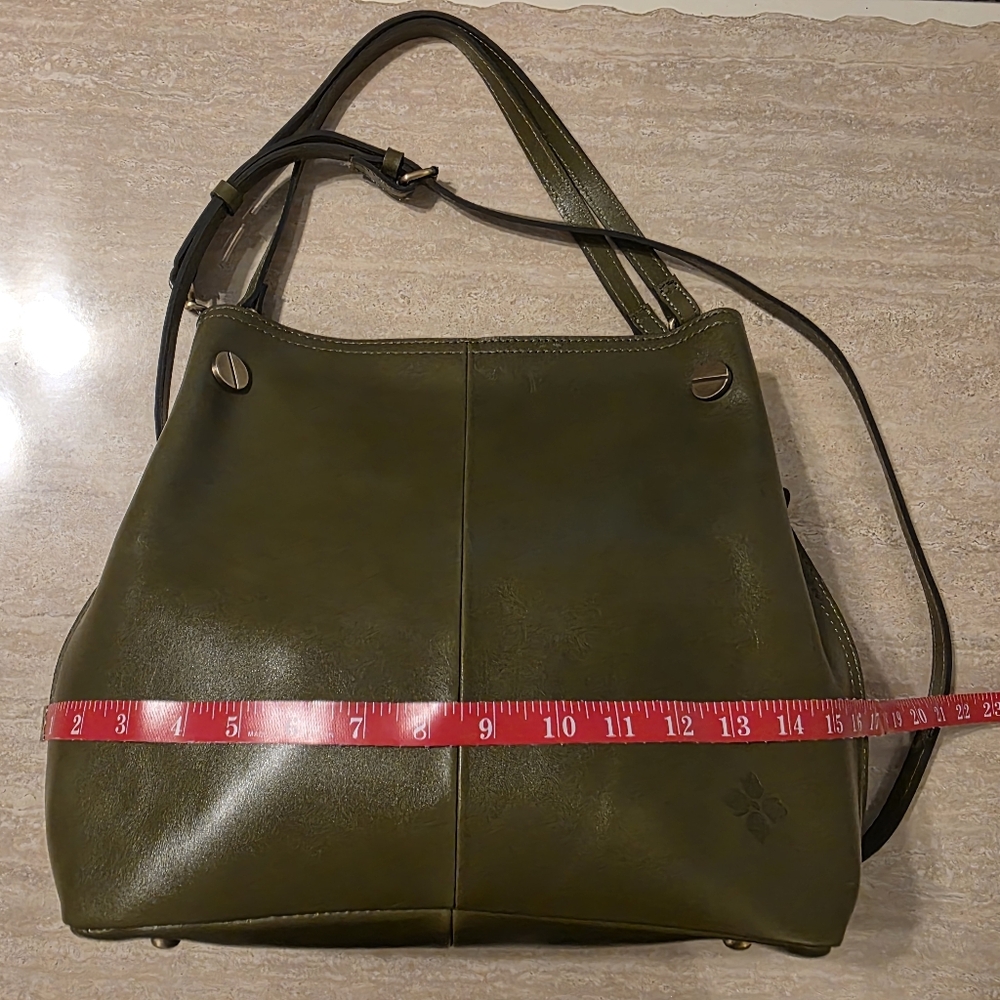 Patricia Nash Lidney Olive Green Leather Slouchy Satchel Large EUC - Picture 11 of 14